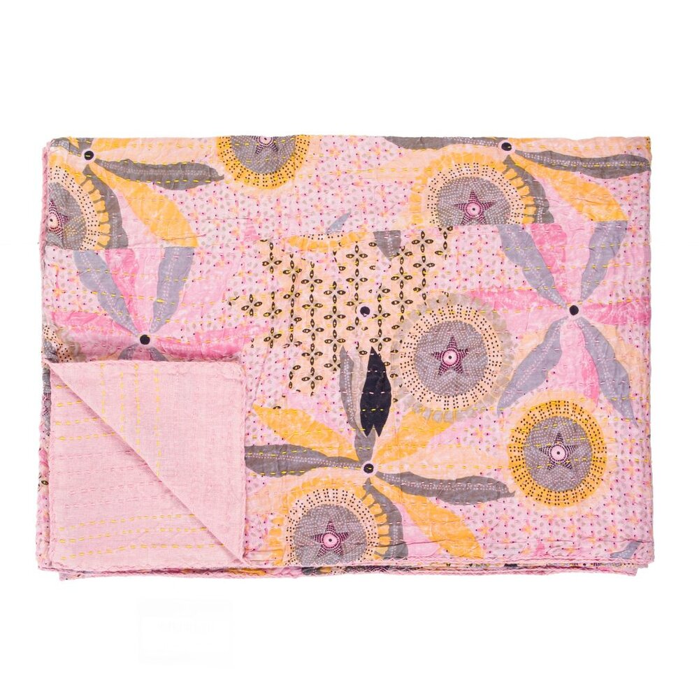 Taj Hotel Home Decor Kantha Cotton Throw | 1-Piece | Multicolor | 50"x70"